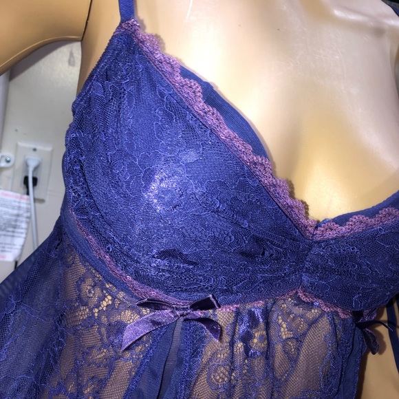 Frederick's Of Hollywood Lace Mesh Babydoll And Bottom 2 Piece Set Size L - Picture 3 of 14